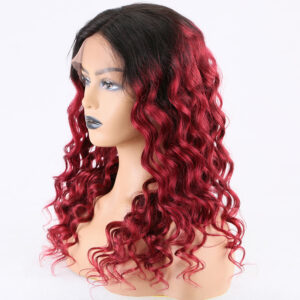 human hair lace front wigs, Burgundy wig