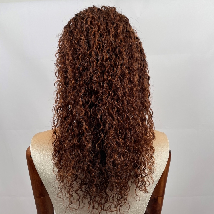 Lace front wig brown hair wet wavy