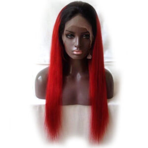 Red Lace Front Wig Black Roots